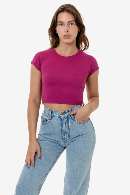 Los Angeles Apparel - 43035 - Cap Sleeve Baby Rib Crop Top