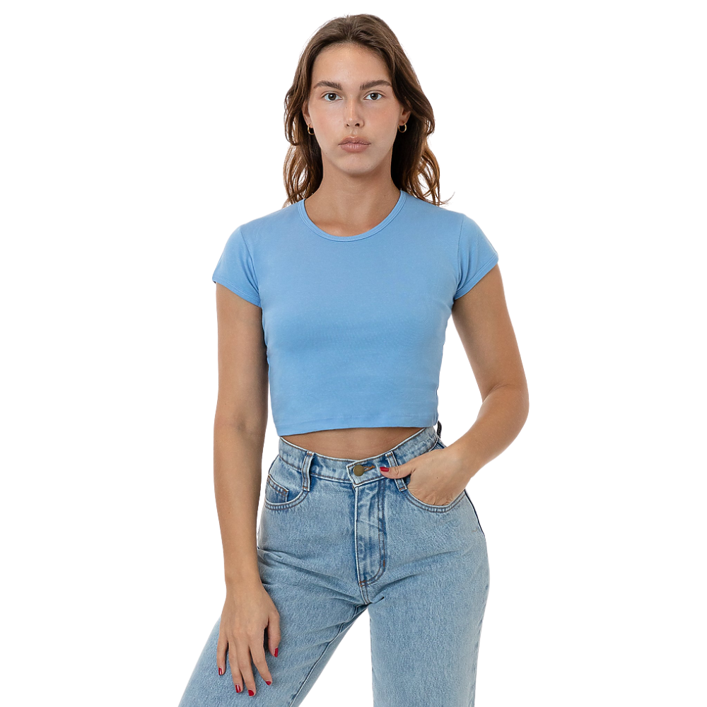 Los Angeles Apparel - 43035 - Cap Sleeve Baby Rib Crop Top