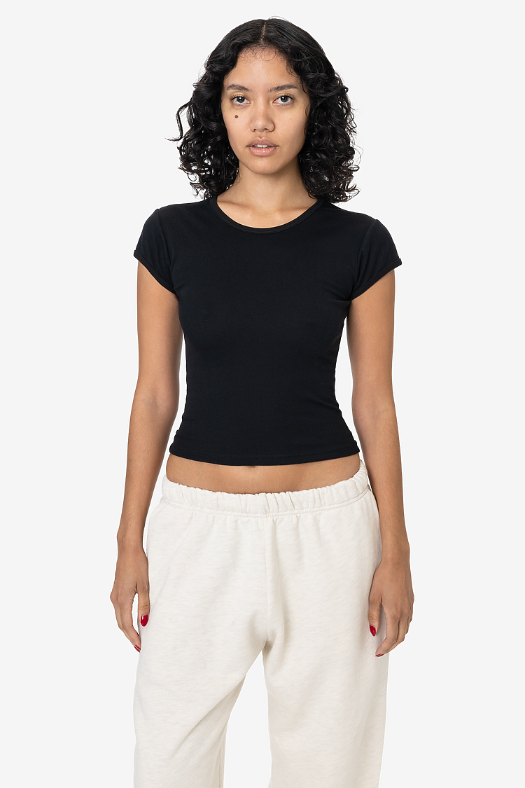 Los Angeles Apparel FFR3035L Poly Cotton Rib Cap Sleeve Tee
