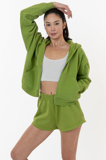 LA APPAREL HF16 - Heavy Fleece Cropped Zip-Up Hoodie