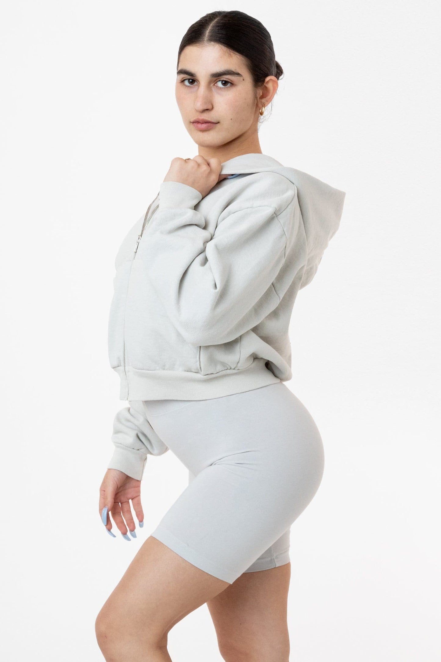 LA APPAREL HF16 - Heavy Fleece Cropped Zip-Up Hoodie