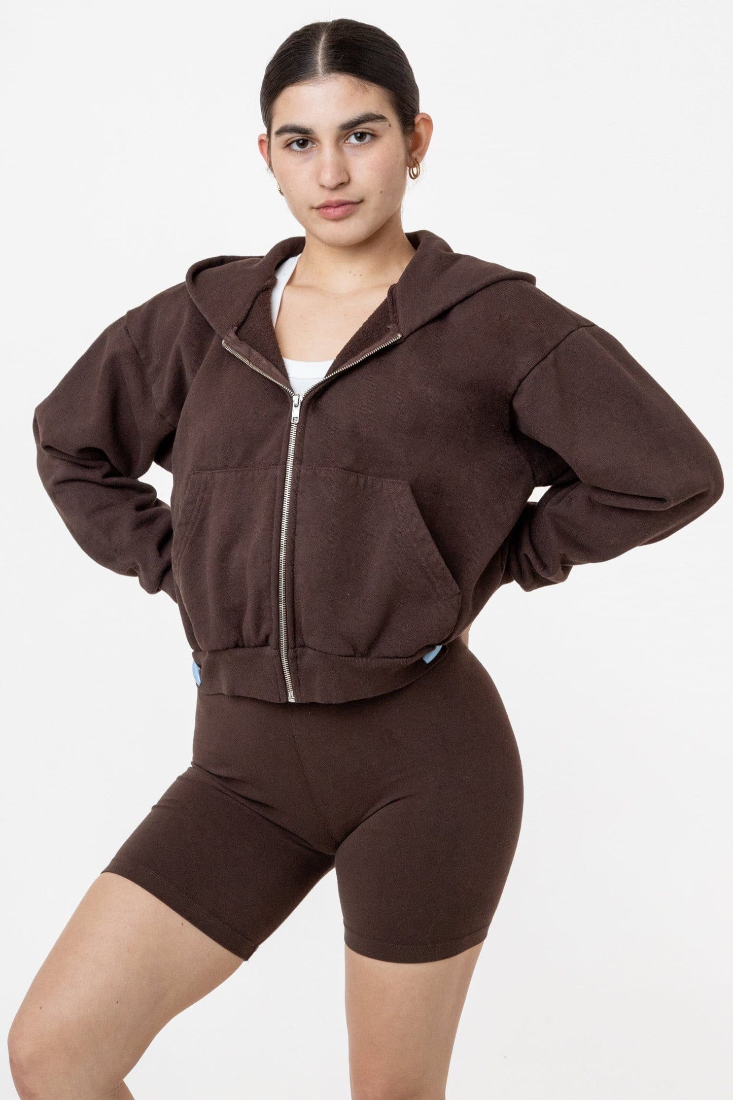 LA APPAREL HF16 - Heavy Fleece Cropped Zip-Up Hoodie