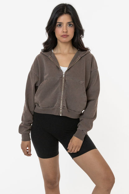 LA APPAREL HF16 - Heavy Fleece Cropped Zip-Up Hoodie