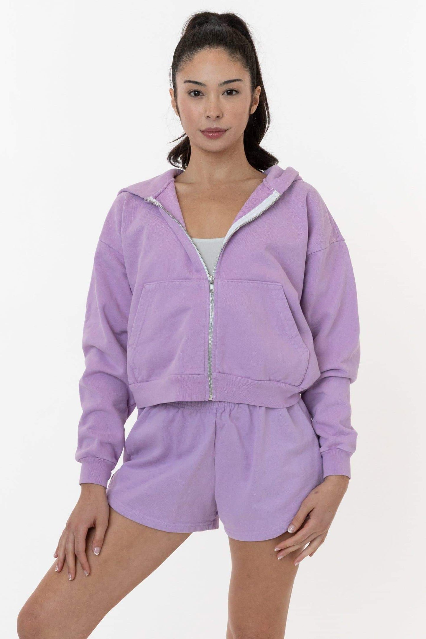 LA APPAREL HF16 - Heavy Fleece Cropped Zip-Up Hoodie