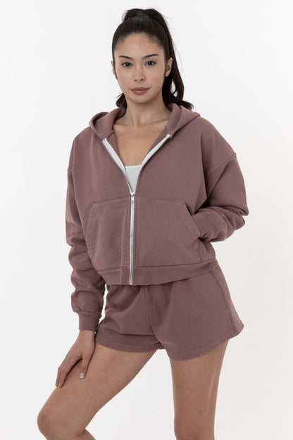 LA APPAREL HF16 - Heavy Fleece Cropped Zip-Up Hoodie