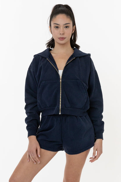 LA APPAREL HF16 - Heavy Fleece Cropped Zip-Up Hoodie