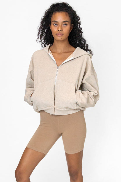 LA APPAREL HF16 - Heavy Fleece Cropped Zip-Up Hoodie