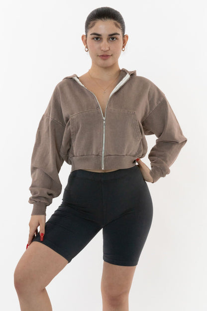 LA APPAREL HF16 - Heavy Fleece Cropped Zip-Up Hoodie