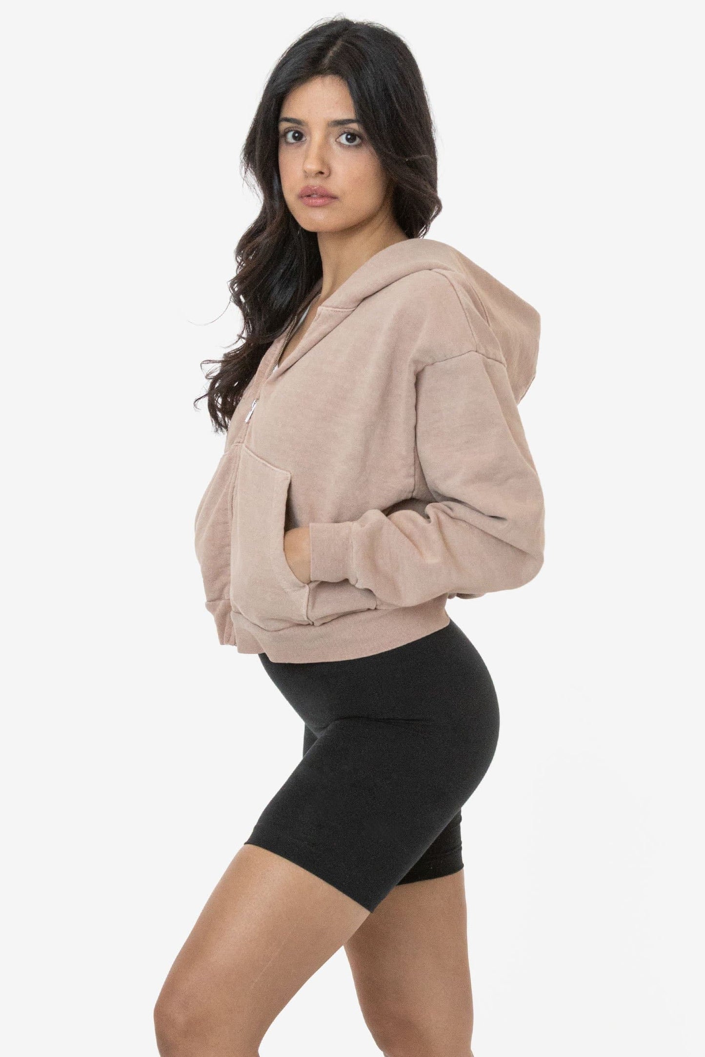 LA APPAREL HF16 - Heavy Fleece Cropped Zip-Up Hoodie
