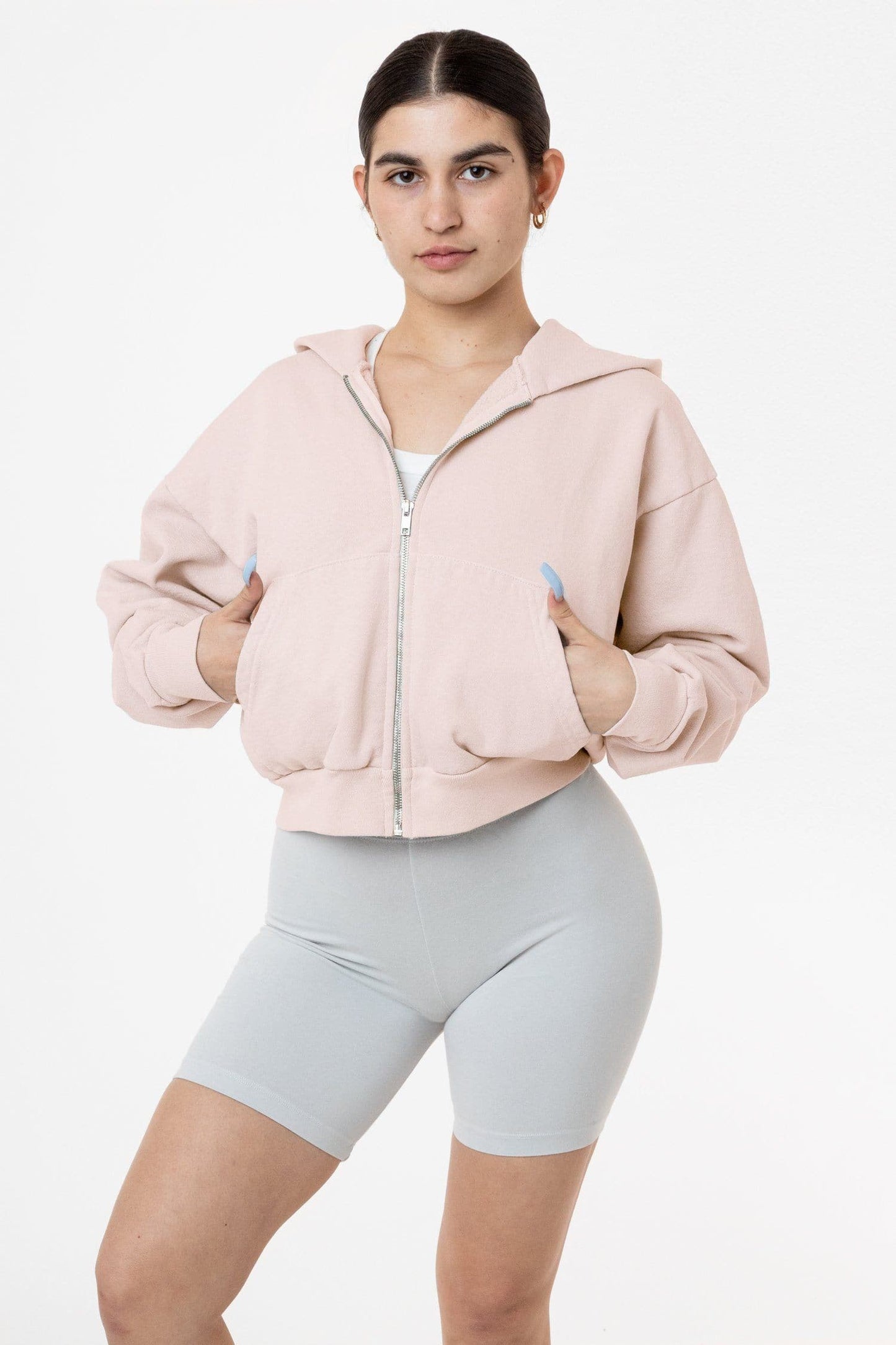 LA APPAREL HF16 - Heavy Fleece Cropped Zip-Up Hoodie