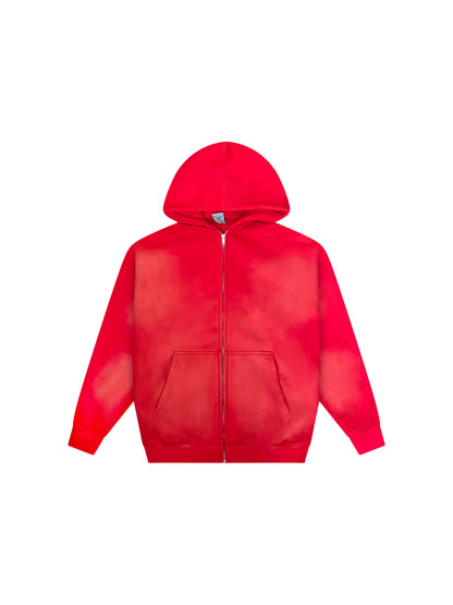 Zipper Hoodies Drop Shoulder Potassium Sprayed Distressed