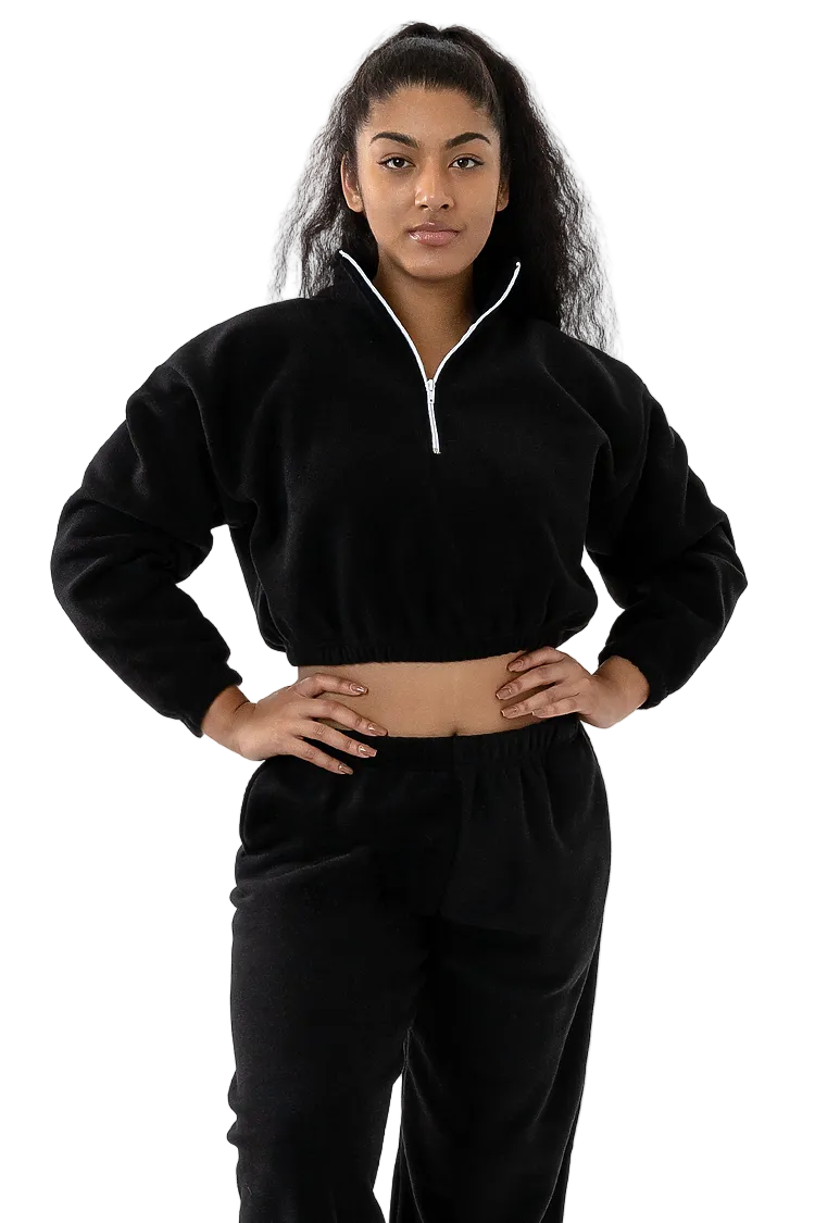 Los Angeles Apparel PF306 Cropped Polar Fleece Half Zip